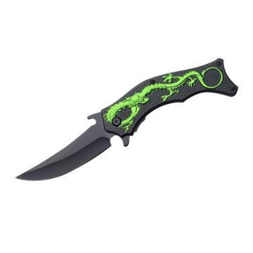 Snake Eye Fantasy Dragon Style Spring Assist Knife 4.5" Closed